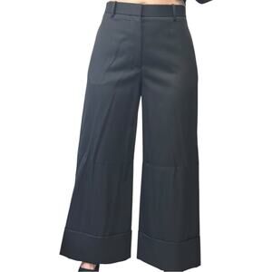 The Row Carter Black Wide Leg Crop Pants size US 0 Cotton Twill Cuffed High Rise